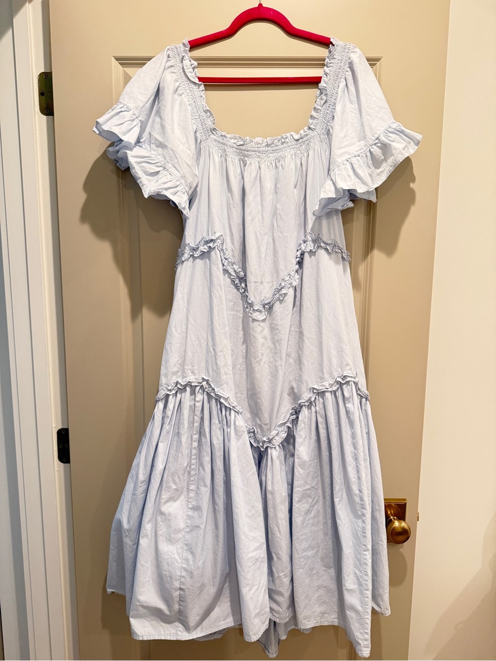 Free People Light Blue Ruffle Tiered Maxi Dress
